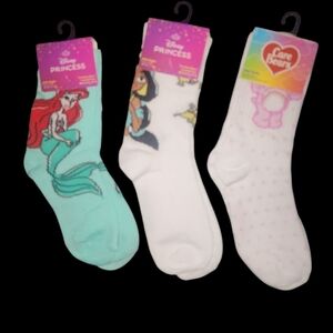 Disney Princess and Care Bears Socks Set Kids Size 10-4